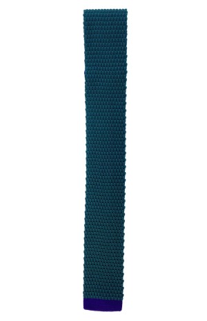 SILK GREEN WITH BLUE KNITTED TIE